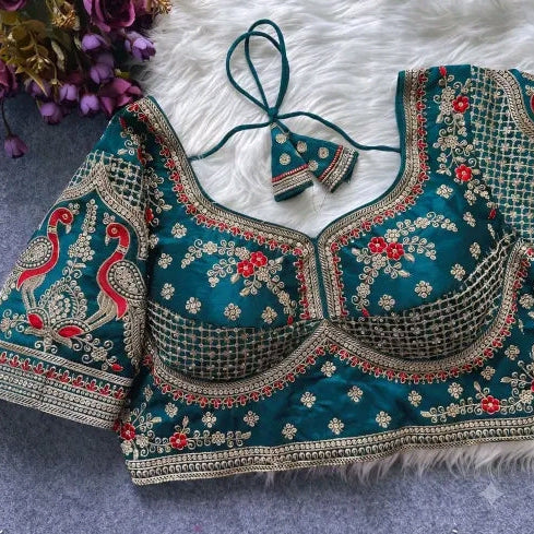 Embroidery Sequence Padded Multi Colour Blouse