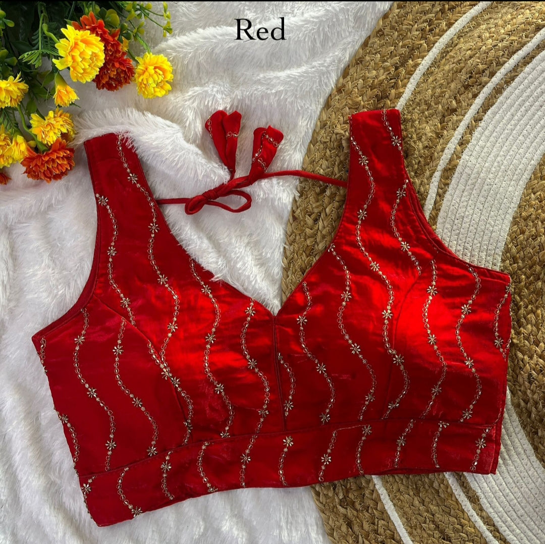 Stylish Blouse Golden Embroidery