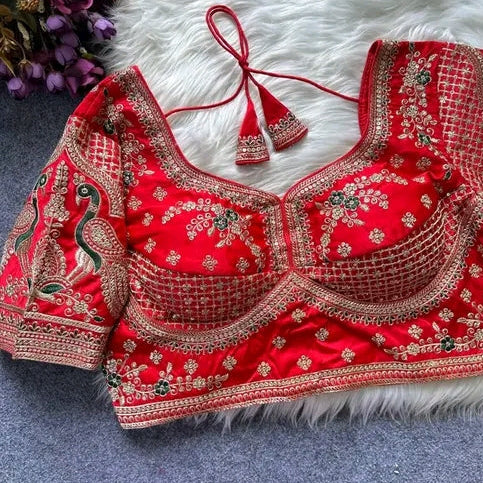 Embroidery Sequence Padded Multi Colour Blouse