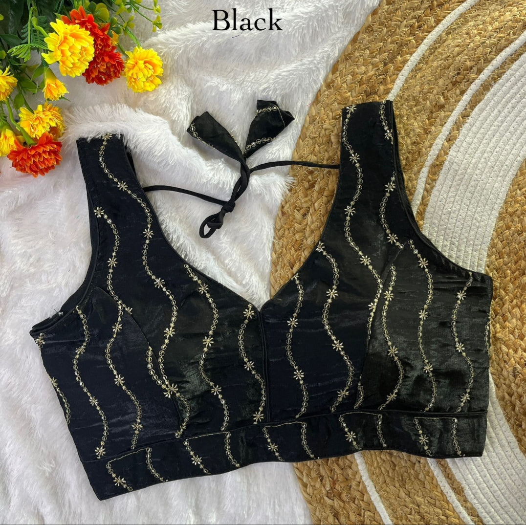 Stylish Blouse Golden Embroidery