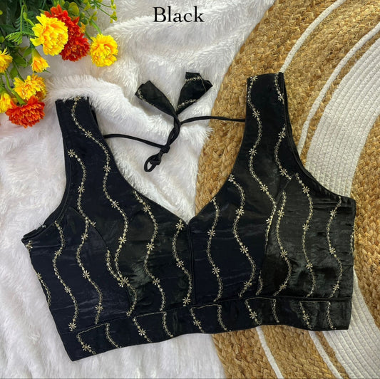 Stylish Blouse Golden Embroidery