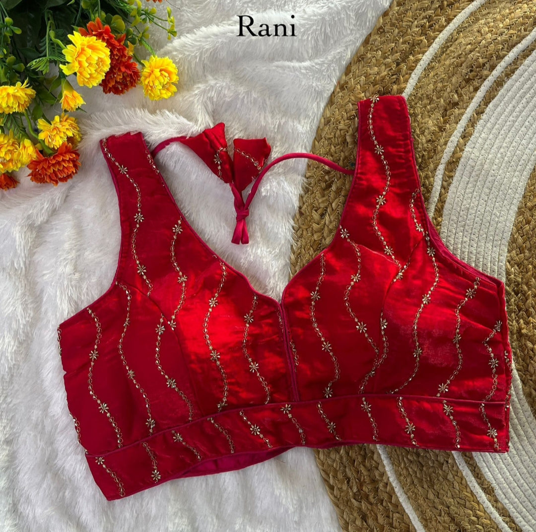 Stylish Blouse Golden Embroidery