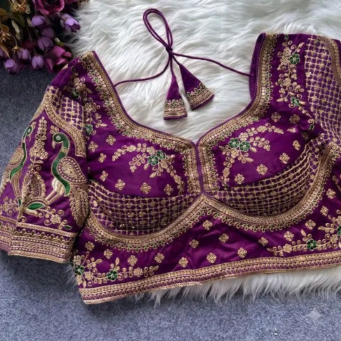 Embroidery Sequence Padded Multi Colour Blouse