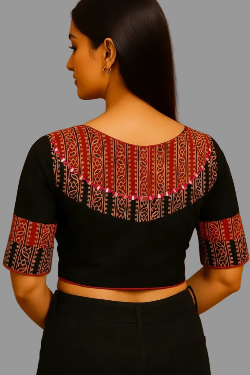 Blouse Black Mirror Work Design