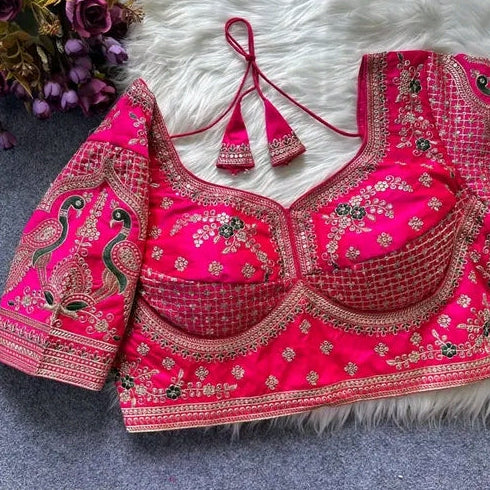 Embroidery Sequence Padded Multi Colour Blouse