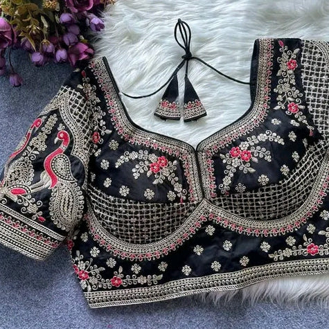 Embroidery Sequence Padded Multi Colour Blouse