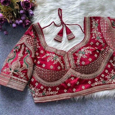 Embroidery Sequence Padded Multi Colour Blouse