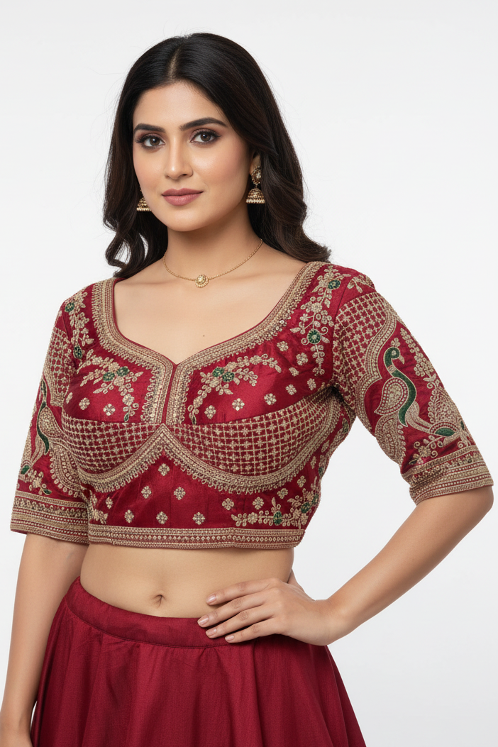 Embroidery Sequence Padded Multi Colour Blouse