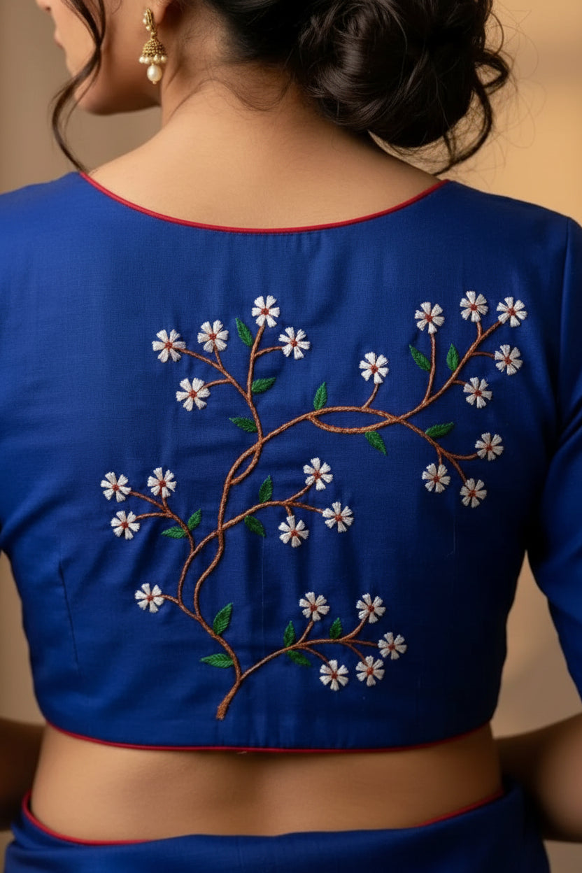 Embroidery design blouse boat neck