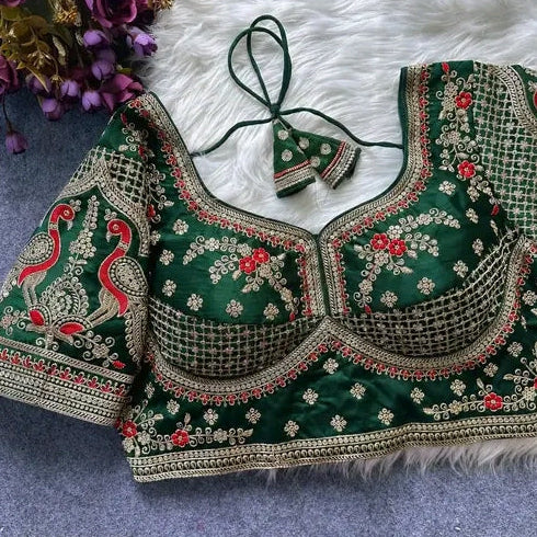 Embroidery Sequence Padded Multi Colour Blouse