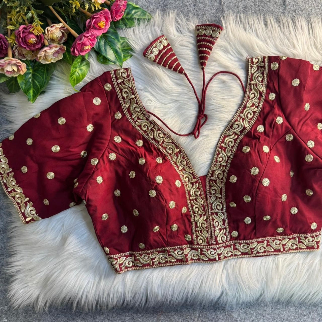 Party Blouse Golden Embroidery with sequence